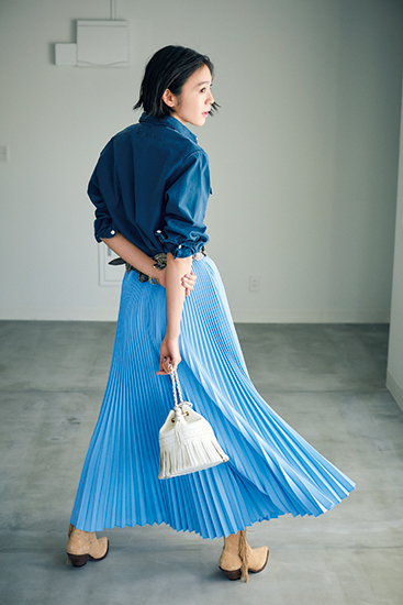美人力アップ！”TSURU by MARIKO OIKAWA”のマキシ丈プリーツスカートで