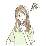 悩んでいる女性のイラスト