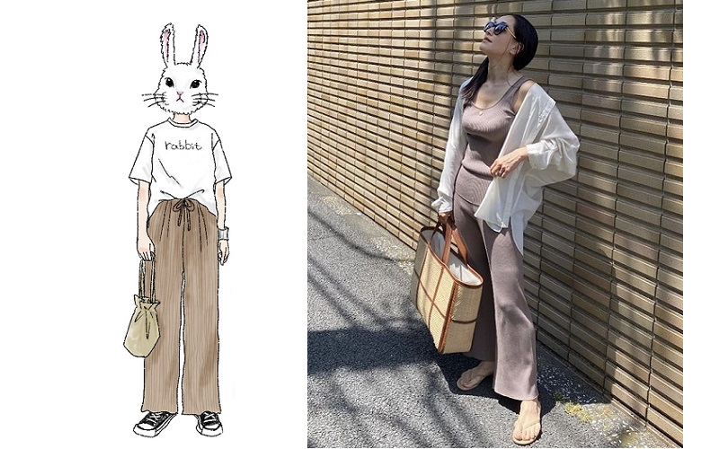 人気スタイリストに聞く ニットパンツを夏におしゃれに着る方法 ウサギ恭子vsカメ恭子の着こなし対決 Domani
