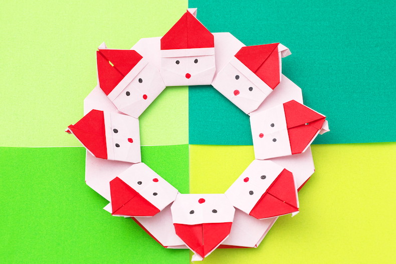 サンタ 折り紙 折り方 簡単 クリスマス 幼児 リース       