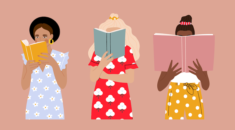 本を読む3人の女性