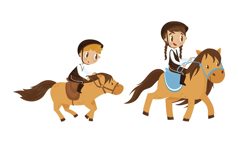 乗馬を楽しむふたりの子ども