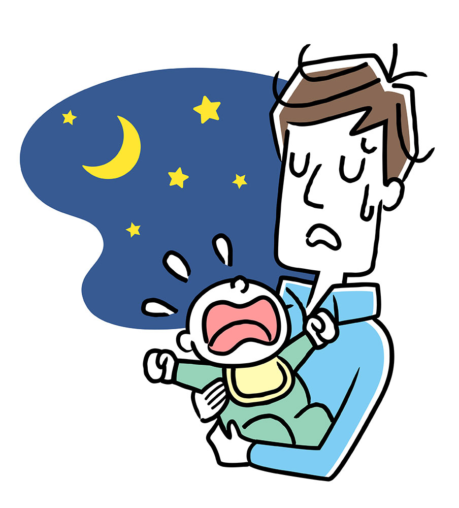 夜泣きする赤ちゃんのイラスト