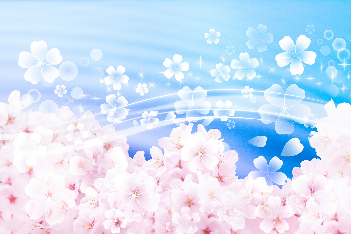 桜の花と水の波紋