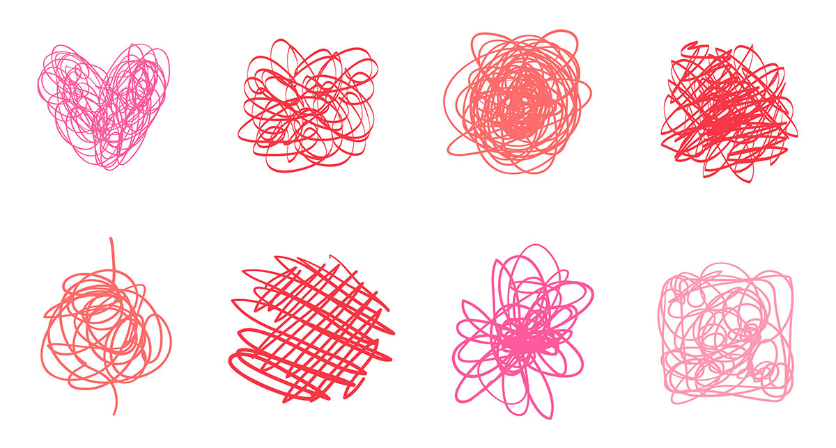 悩ましい心模様を線で表現した図