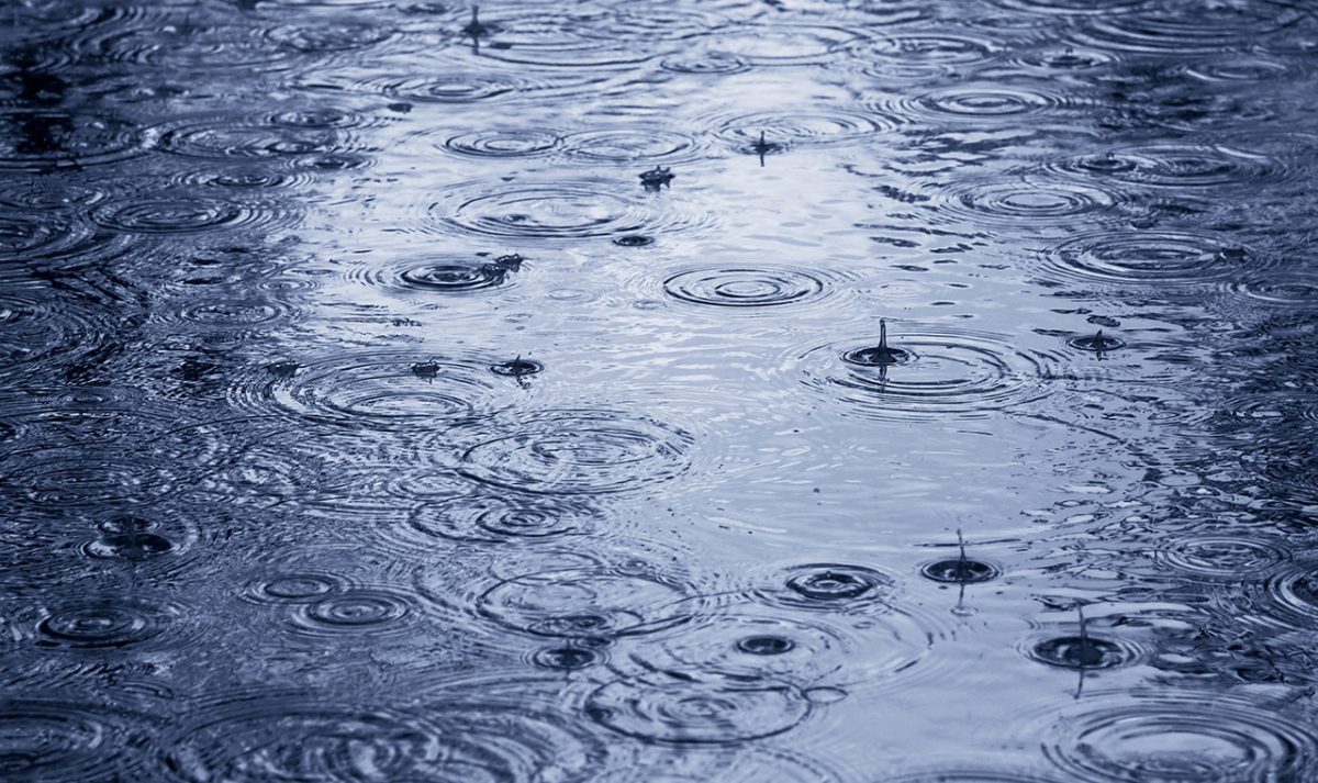 雨が降っている地面