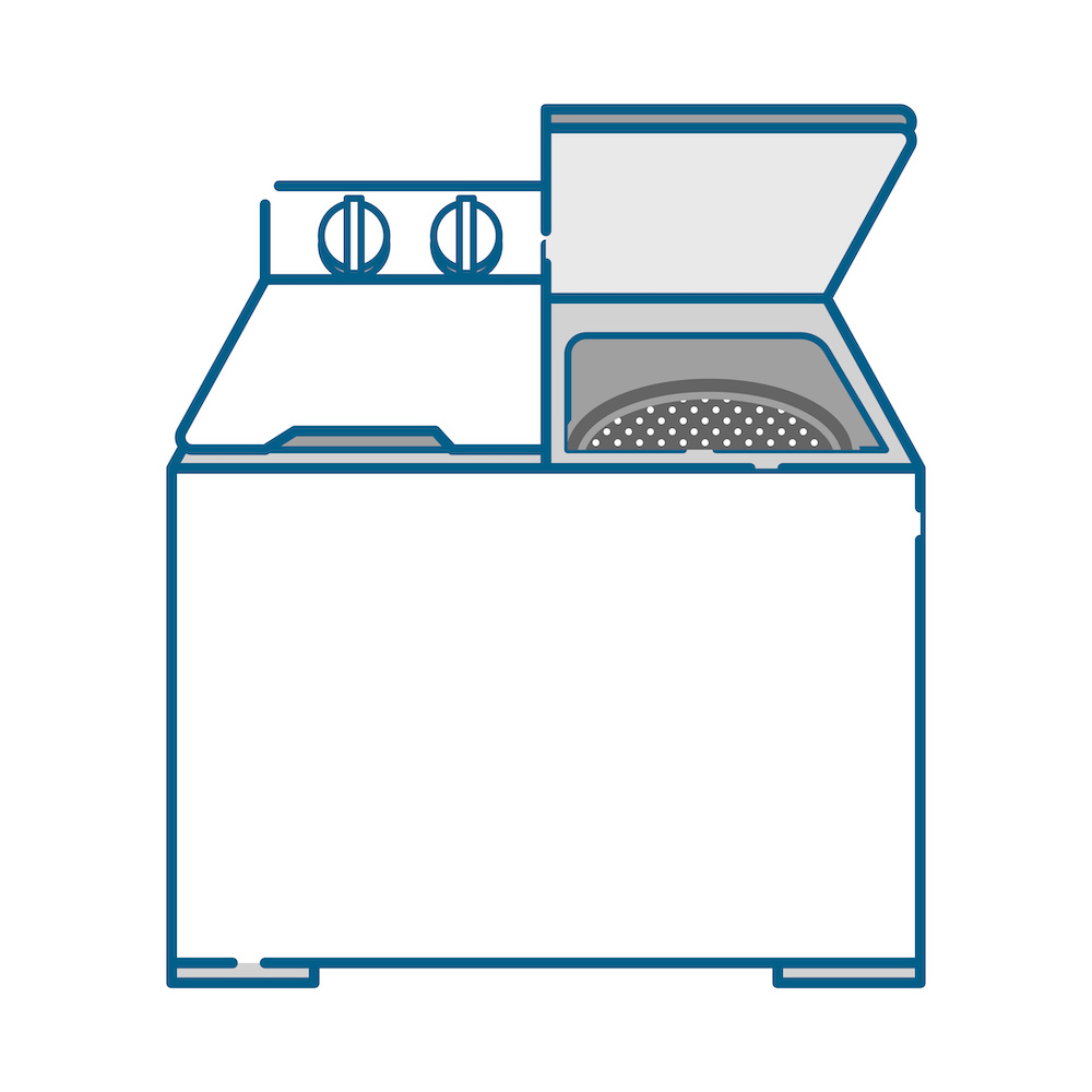 シンプルな二層式洗濯機のイラスト