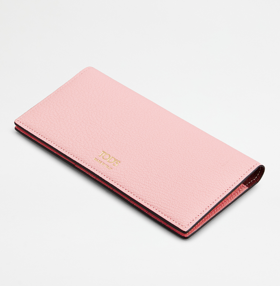 トッズのピンクの長財布正面写真、正面写真