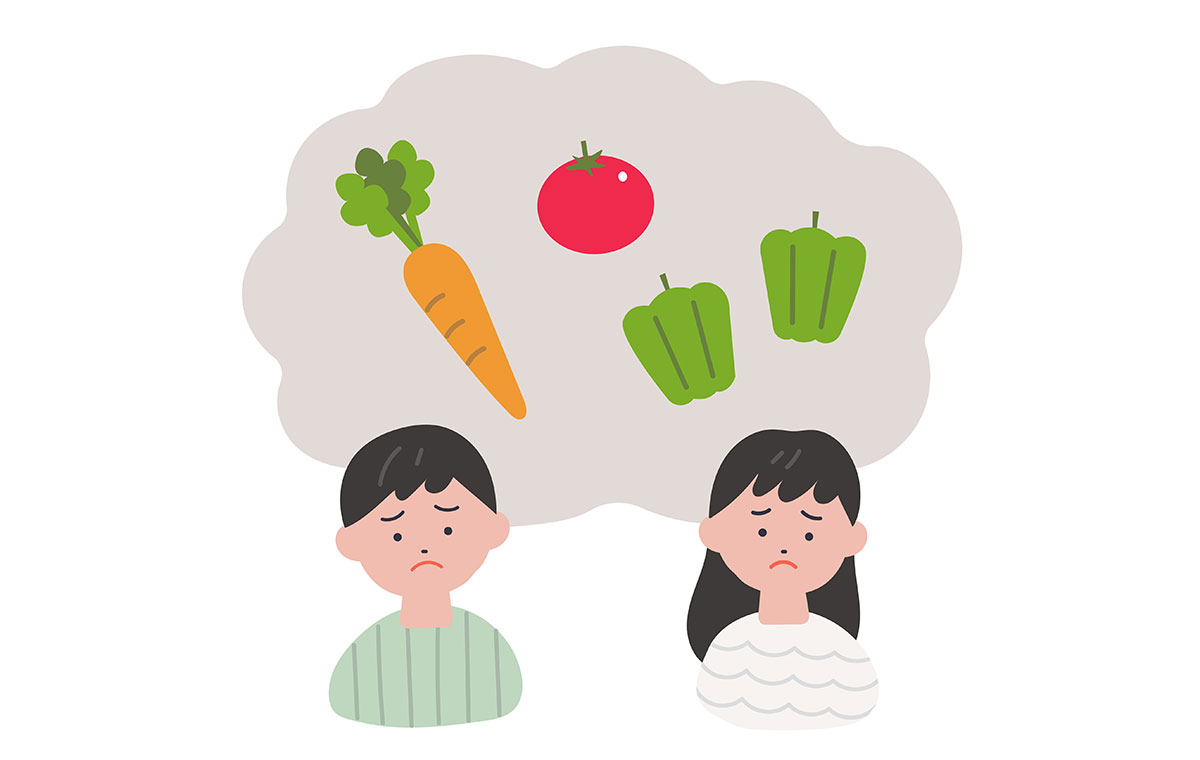 野菜を思い浮かべて嫌な顔をする男児と女児