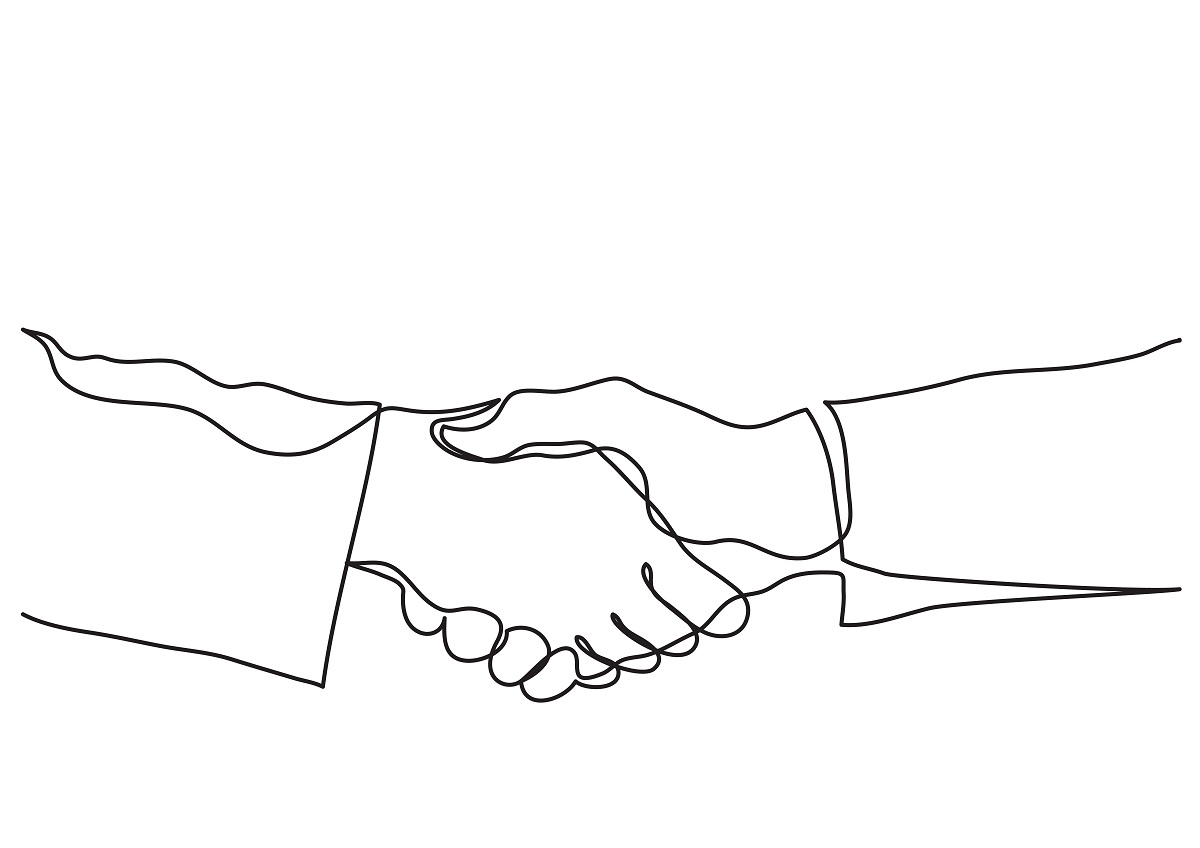 握手している人の手元イラスト