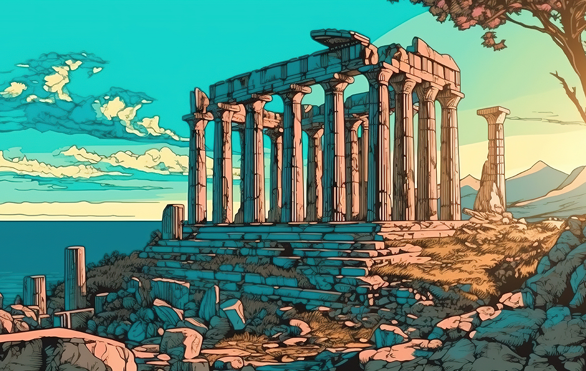 ギリシャの神殿の遺跡 イラスト