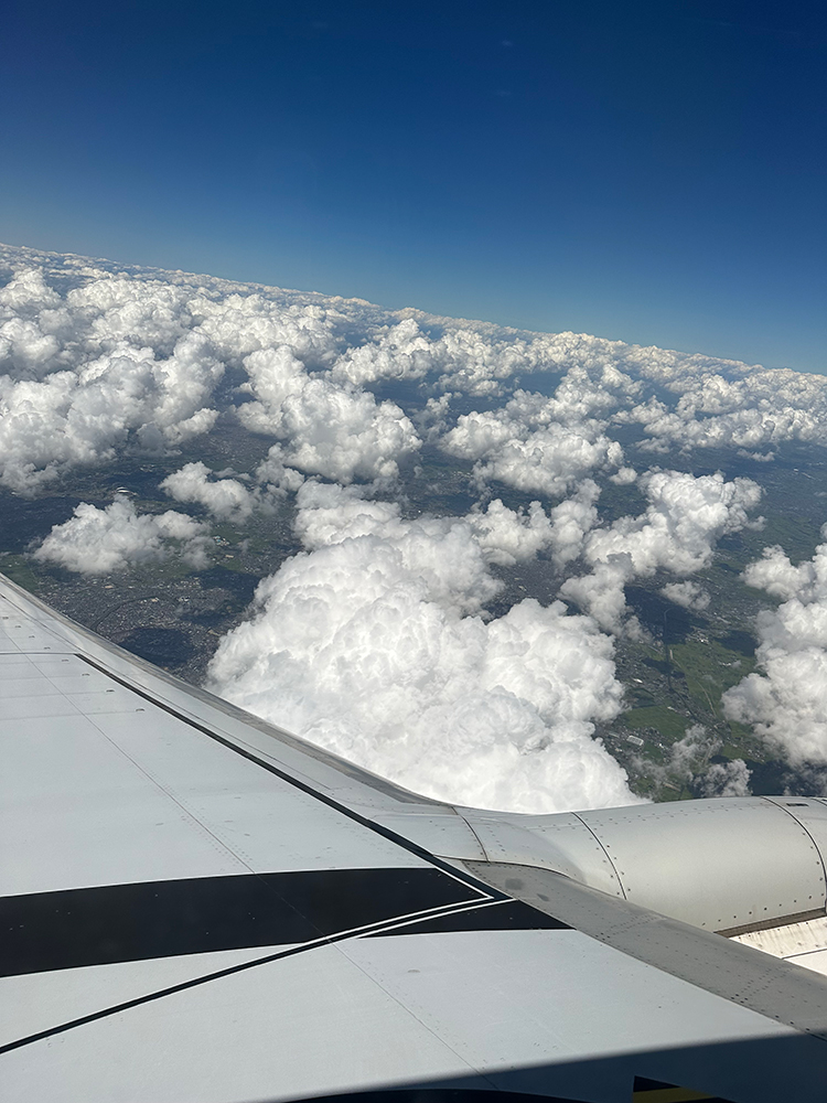 雲と空が広がる機内からの景色