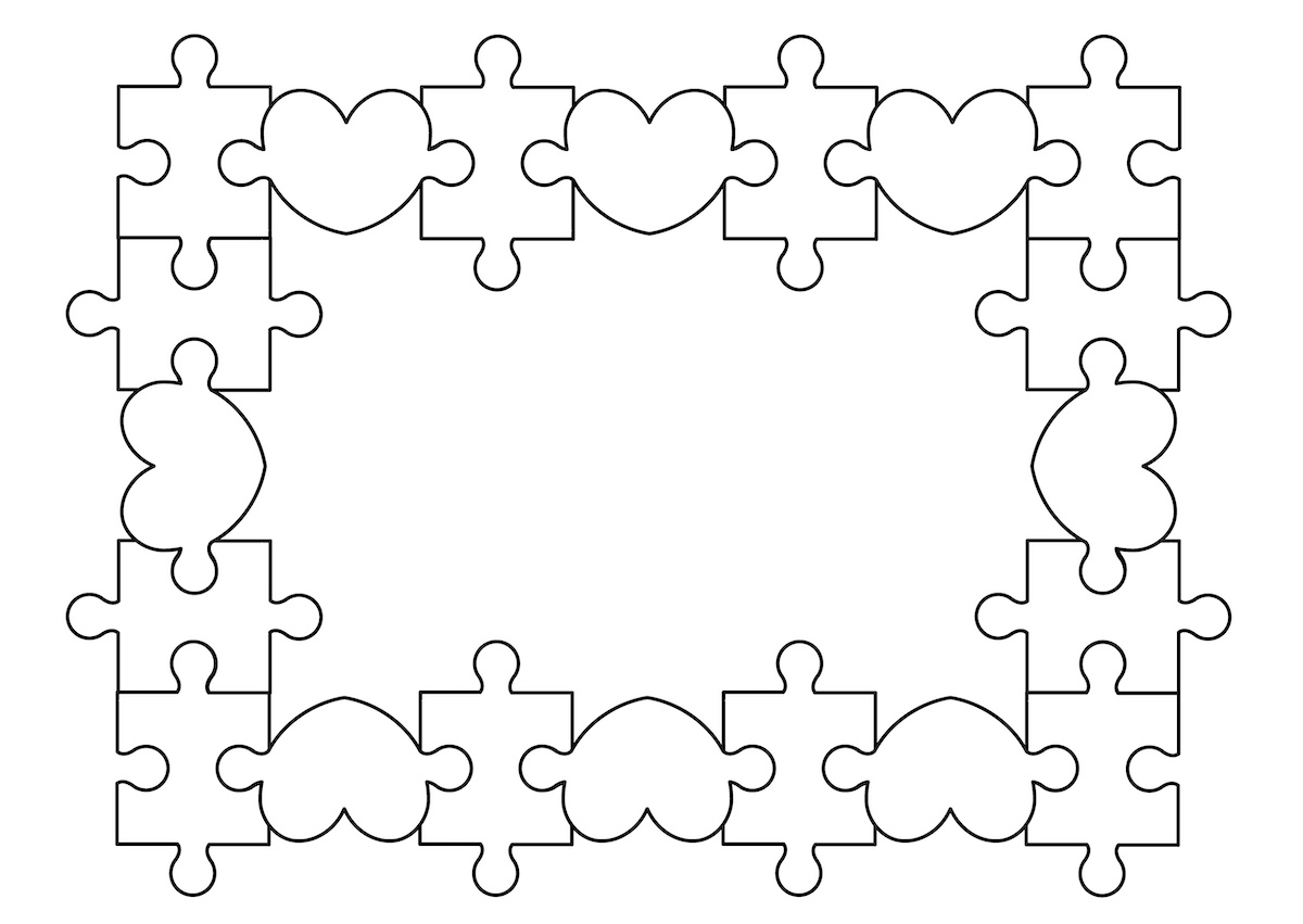パズルでつくられた枠のイラスト