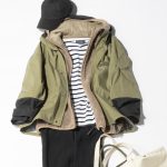 キャップ、ウィンドブレーカー、パンツのコーデ
