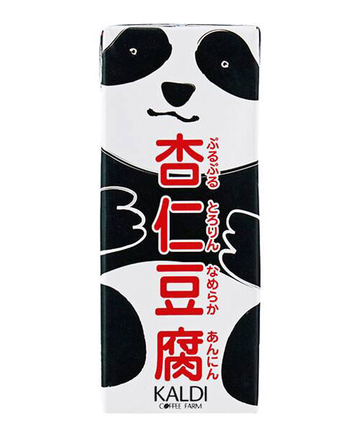 パンダの柄のパックに入った杏仁豆腐のパッケージ写真