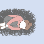 寝転がってモヤモヤと考え事をしている女性のイラスト。「卑屈とは？」と書かれている
