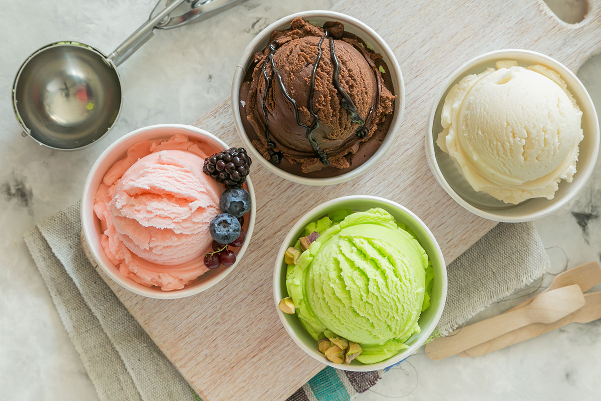 4つの味のアイスクリーム