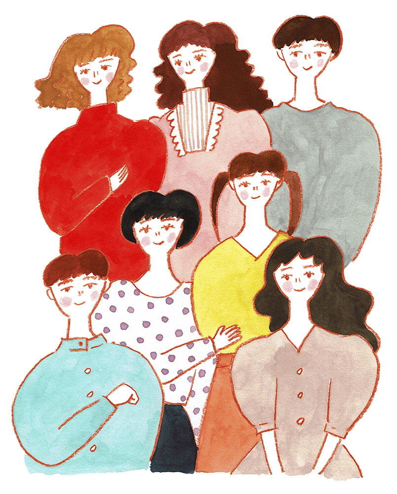 さまざまな雰囲気の大人女性7人のイラスト