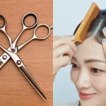 髪をセットする女性