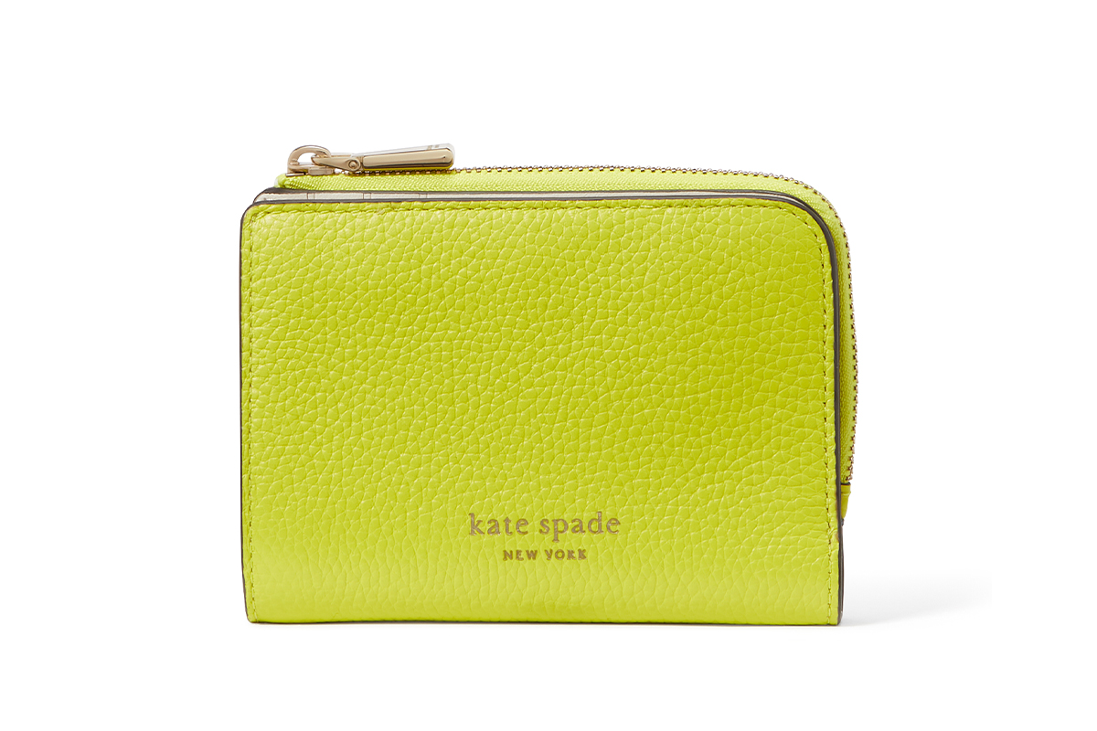 ケイト・スペード ニューヨーク　黄緑のジップ財布　正面