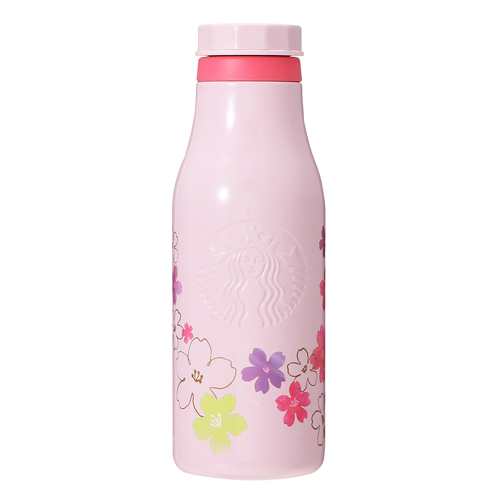 ピンクのステンレスボトルの写真