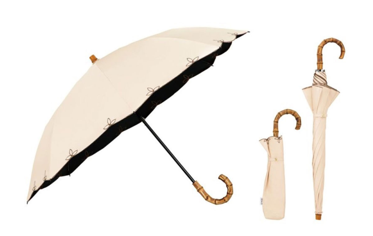 ベージュの折りたたみ傘