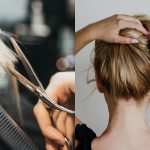 ハサミを入れている髪