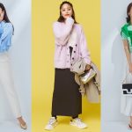 カラートップスを着ている女性