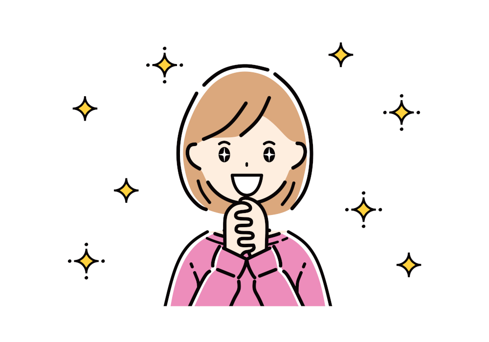 感激する女性のイラスト