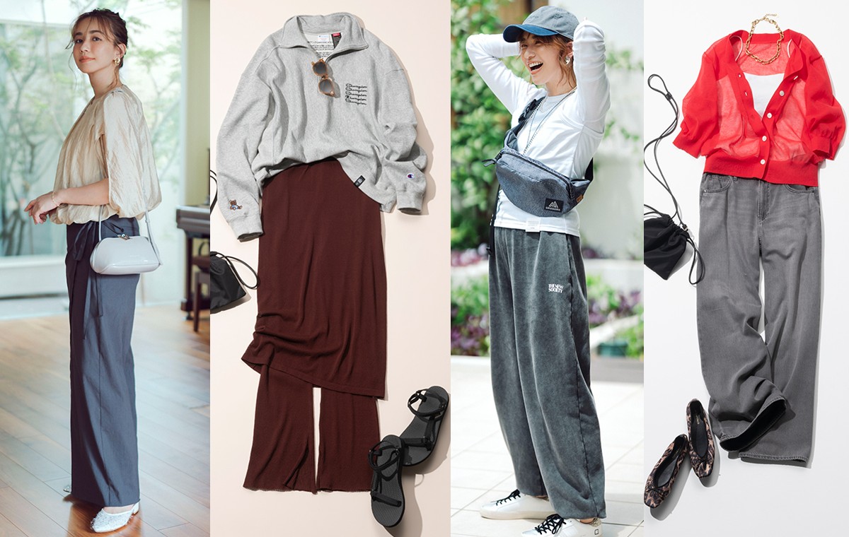 コーデの写真を4つ並べた画像