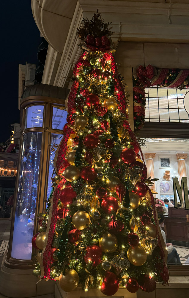 お店の前のクリスマスツリー