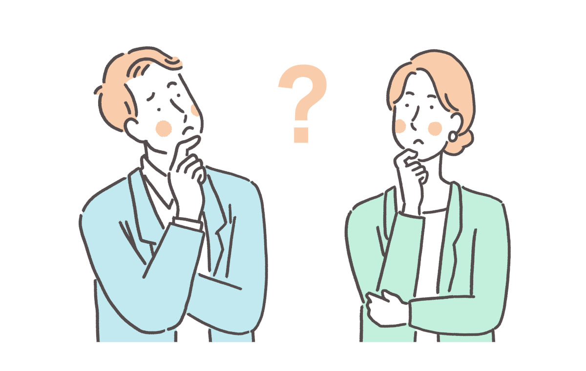 考えている男女のイラスト