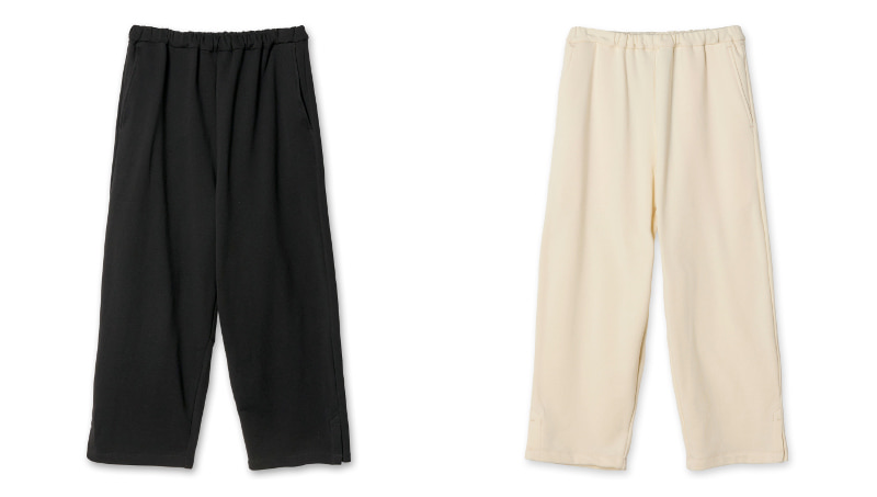 ▲The ultimate side slit sweat pants 各￥5,3900 カラー：BLACK / IVORY