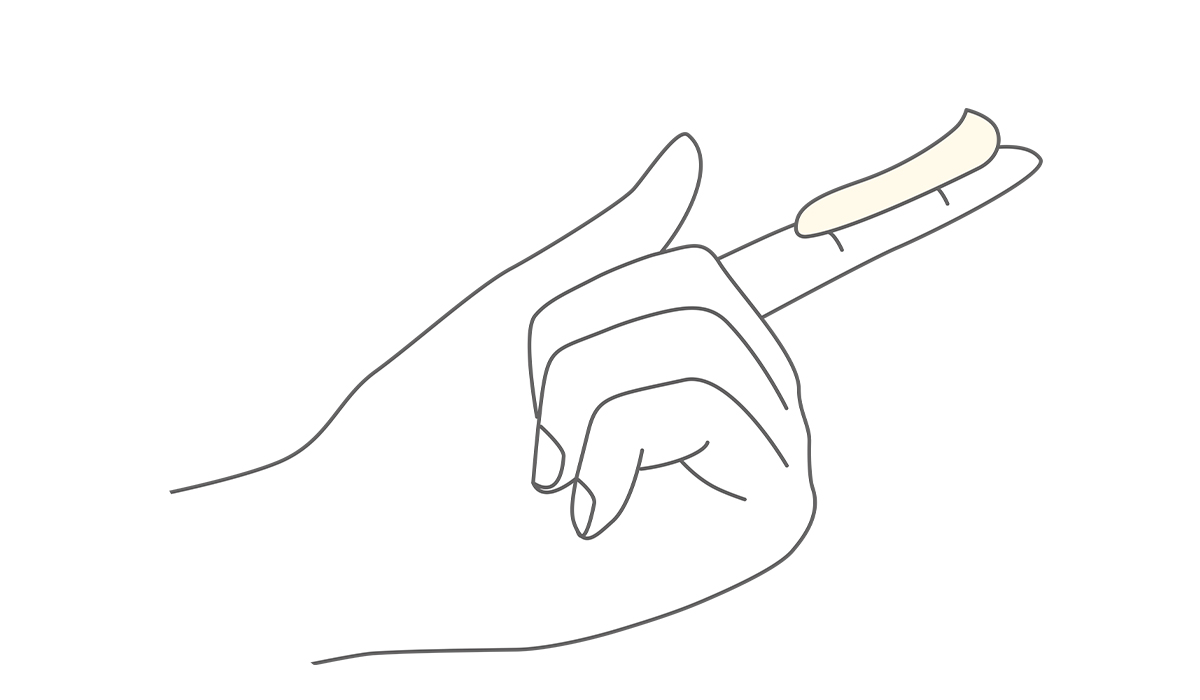 日焼け止めを指に取ったイラスト