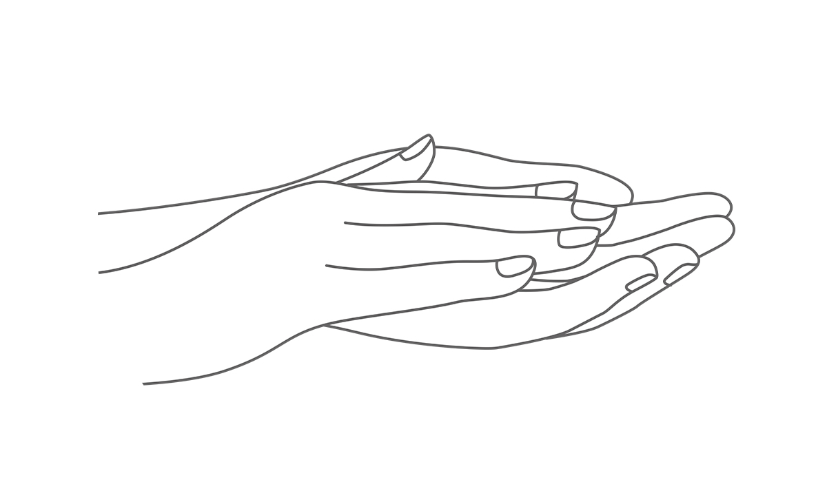 手のひらで日焼け止めを暖めているイラスト