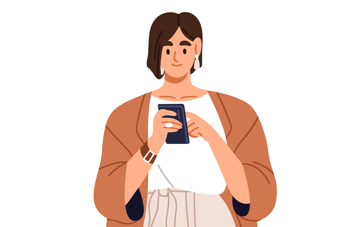 スマホを見ている人のイラスト