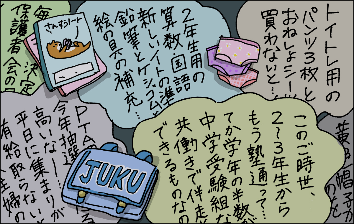 子供の進級で考え事が増える様子