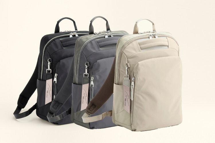 ▲ポルク スクエアリュック（A4 JUSTサイズ）￥23,100、（A4 FILE PLIUSサイズ）￥25,300