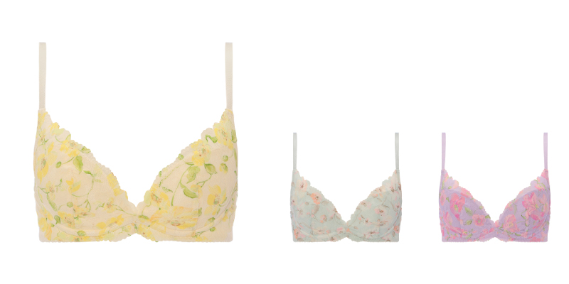 ▲夢みるブラⓇノンワイヤーエアリー A～D￥3,900 / E・F￥4,510プリント