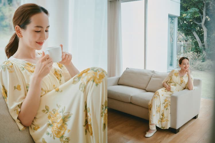 ▲【母の日】花柄カップイン半袖ワンピース¥9,790