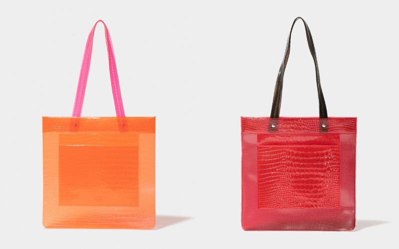 nothing to hide vinyl tote bag　オレンジ、レッド