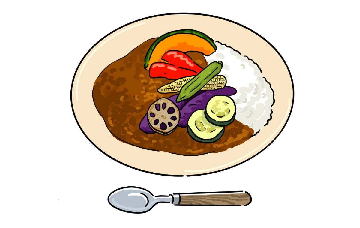夏野菜カレーのイラスト