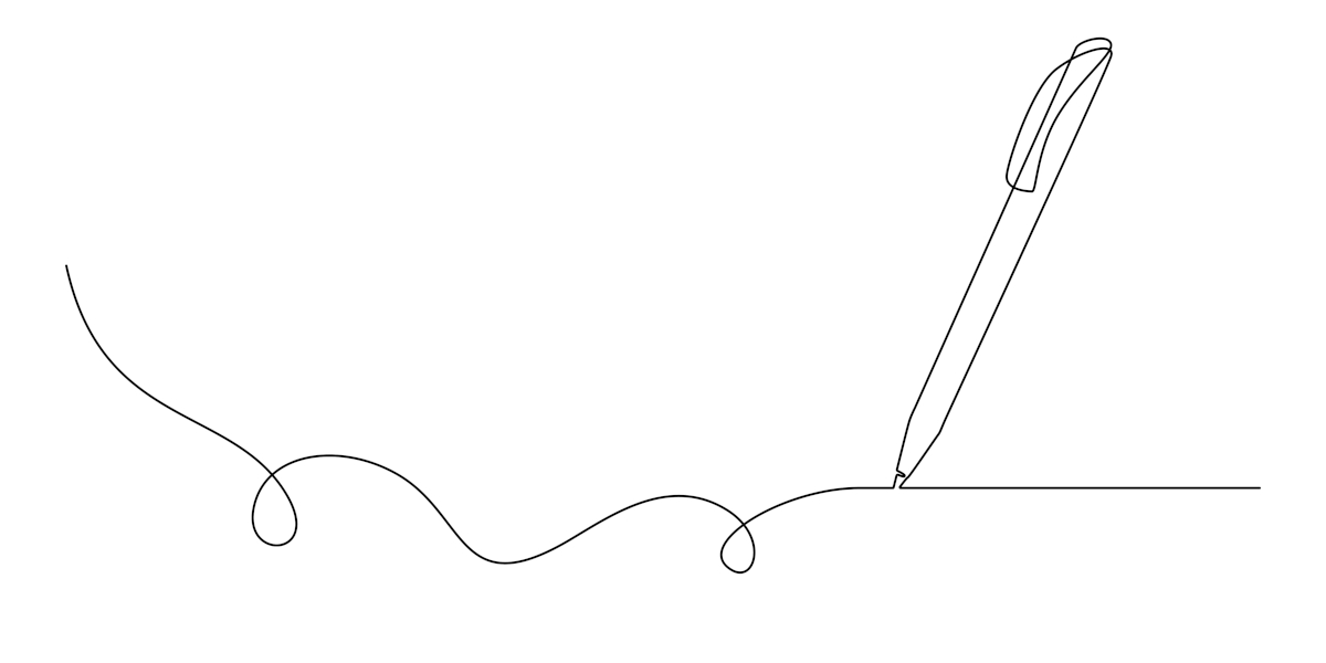 ボールペンで線を描く様子を描いたイラスト