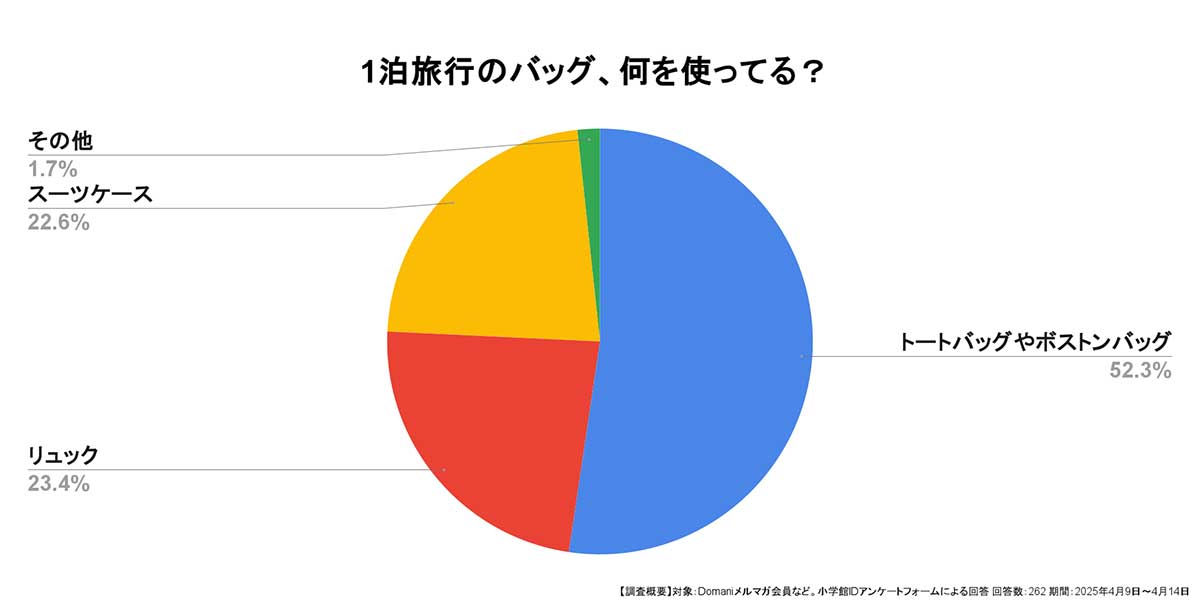 1泊旅行のバッグ