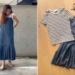 キャミワンピコーデの写真とTシャツ・ワンピースの平置き写真を並べた画像