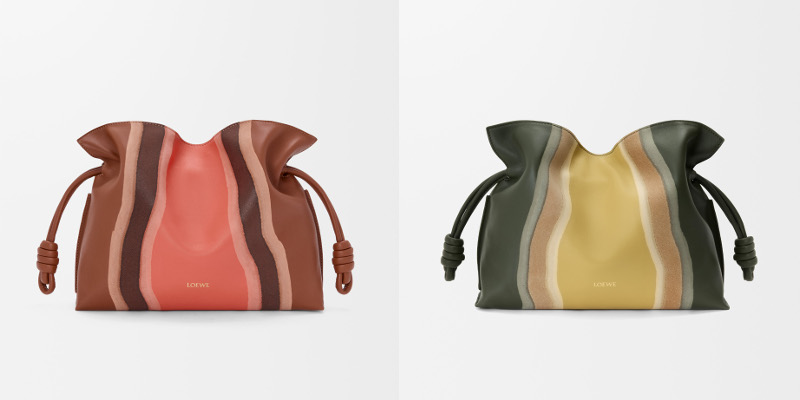 フラメンコバッグPECAN/PARROT PINK、BOTTLE GREEN/OCHRE