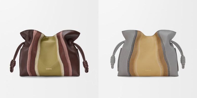 フラメンコバッグCHOCOLATE/LIGHT MOSS、SPARKLING GREY/BUTTER