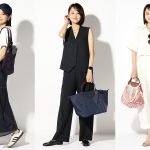 ドマーニ専属読者モデル・鈴木まきさん ロンシャンバッグを持った3つのコーデ写真