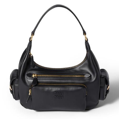 ポケット レザー バッグ　ブラック