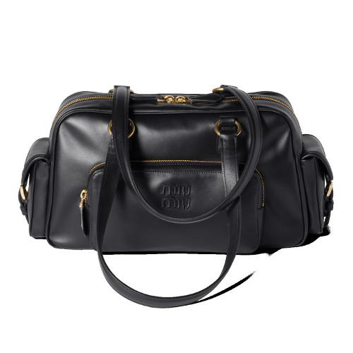 ポケット ナッパレザー トップハンドル バッグ　ブラック